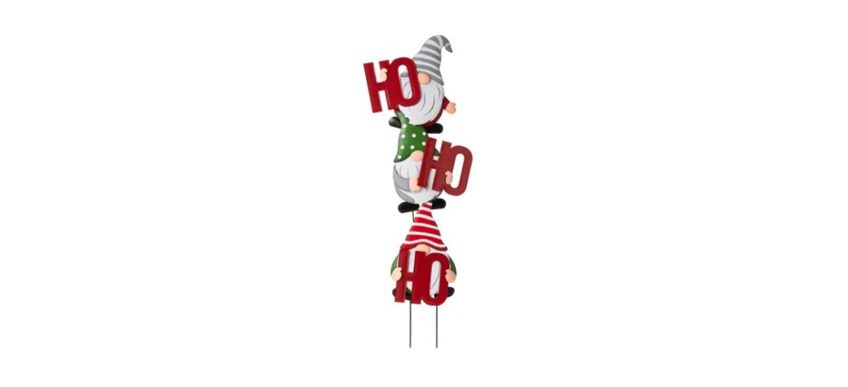 Best Glitzhome 51-Inch Metal HOHOHO Gnome Stake or Wall Decor