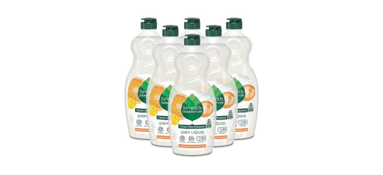 A set of 5 plastic dish soap bottles