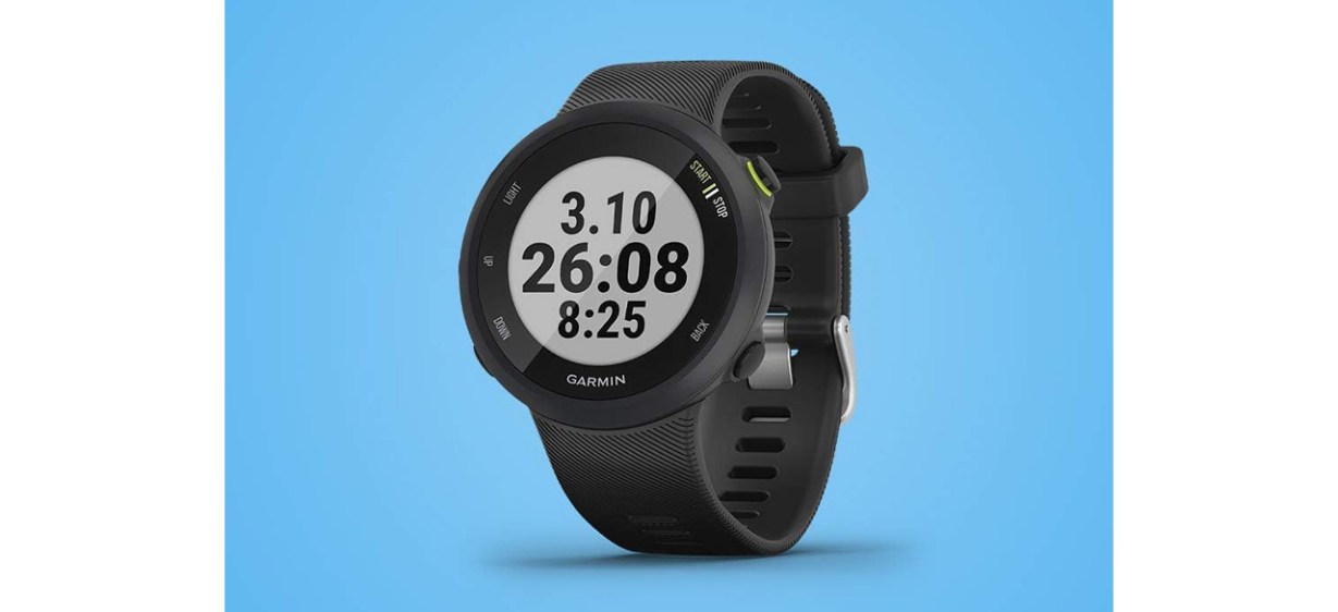Garmin Forerunner 45 on aqua background