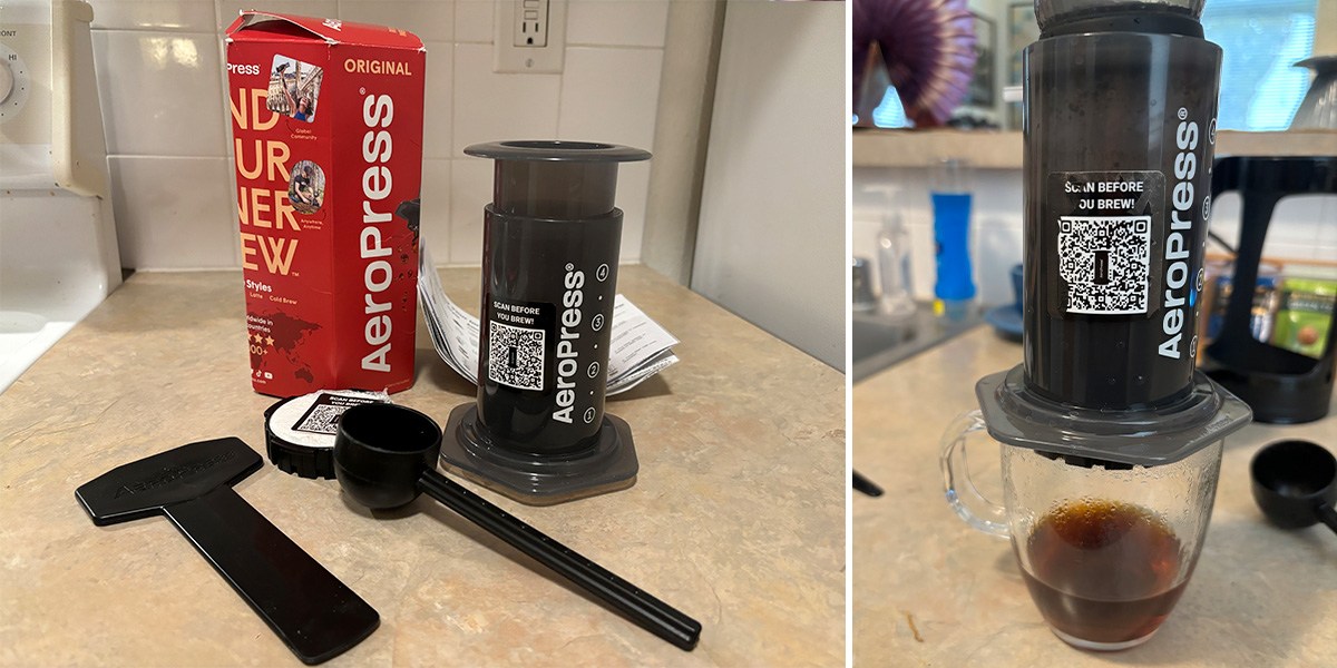Collage with two different views of Aeropress Collage with two different views of Aeropress