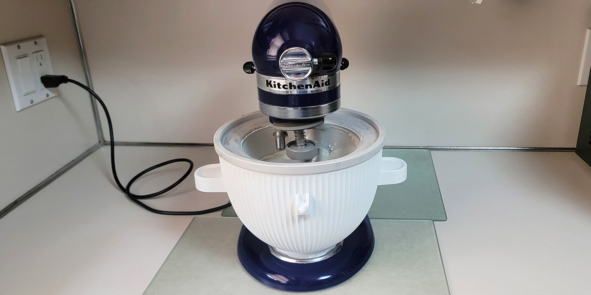 KitchenAid Ice Cream Maker Attachment on kitchen counter