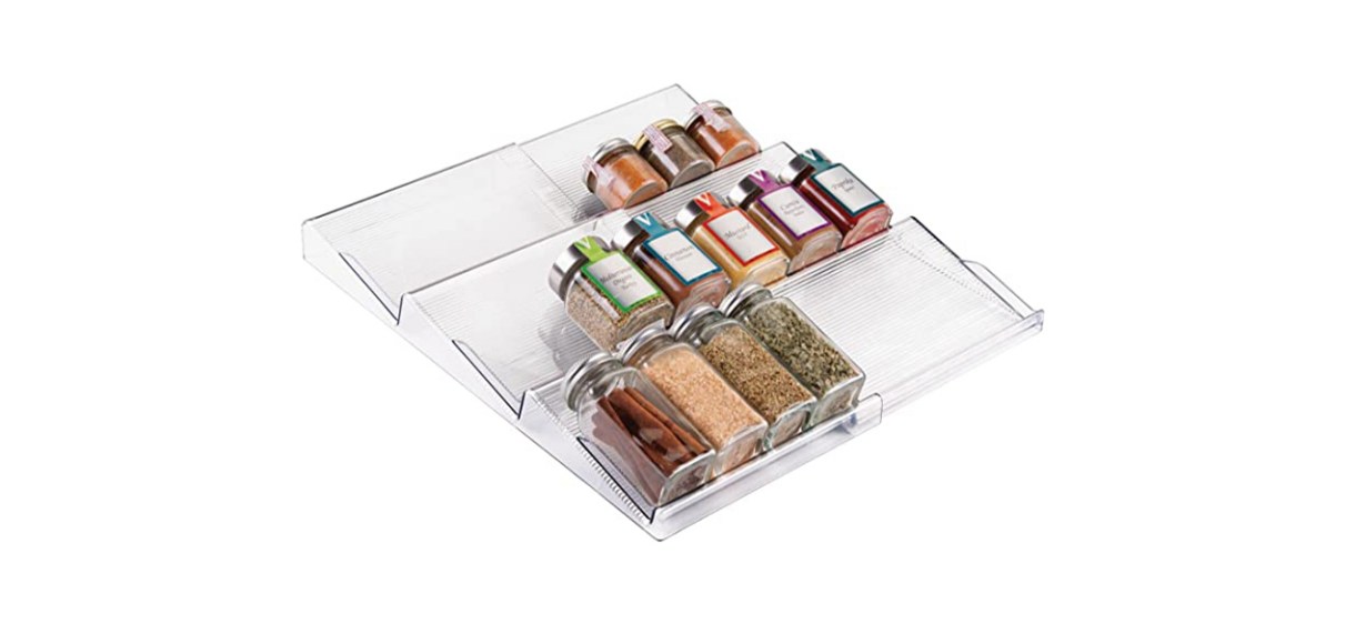 mDesign Expandable Plastic Deluxe Spice Rack Drawer Organizer