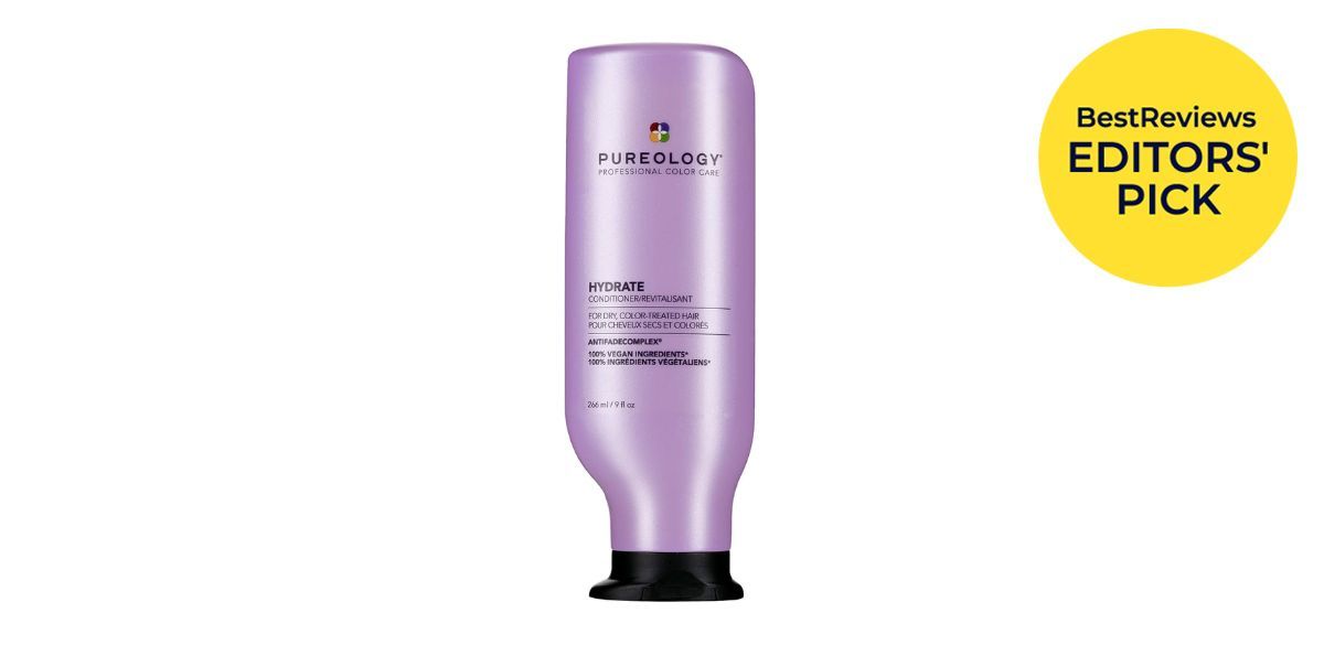 Pureology Hydrate Moisturizing Conditioner on white background; text says "BestReviews Editors' Pick" Pureology Hydrate Moisturizing Conditioner on white background; text says "BestReviews Editors' Pick"