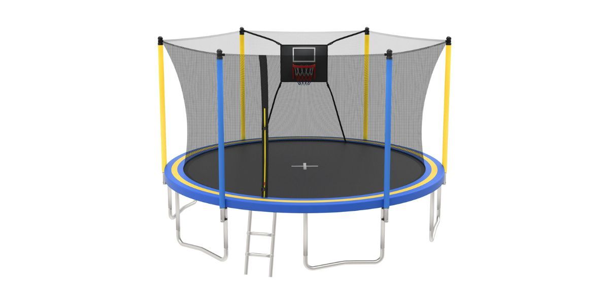 14ft Trampoline with Basketball Hoop