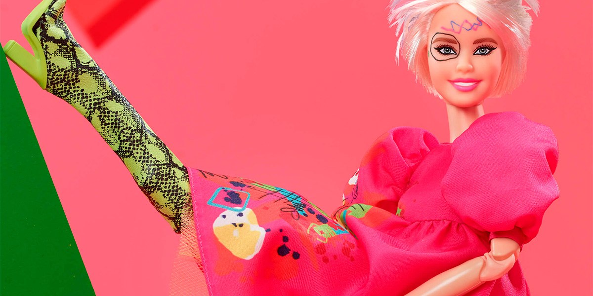 Weird Barbie lifting her leg in the air