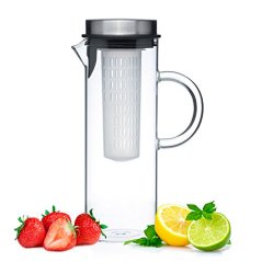 Kitchen De Lujo Glass Water Pitcher with Lid & Fruit Infuser Rod