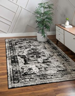 Unique Loom Traditional Vintage Black and White Area Rug