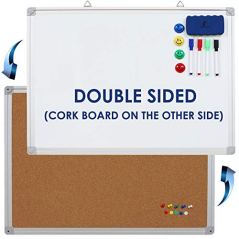 Navy Penguin Double-Sided Whiteboard/Cork Board Set (24 Inch by 18 Inch)