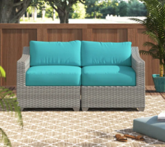 Beachcrest Home Bannister Wicker Outdoor Loveseat