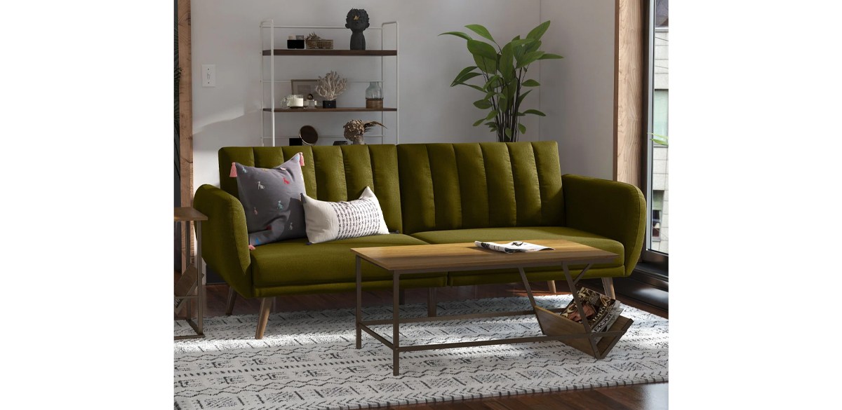 Novogratz Brittany Round Arm Convertible Sofa