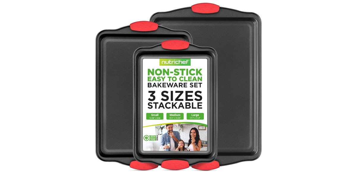 NutriChef 3-Piece Nonstick Kitchen Oven Baking Pans