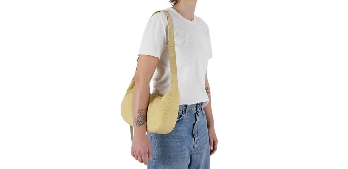 BAGGU Medium Nylon Crescent Bag - Butter