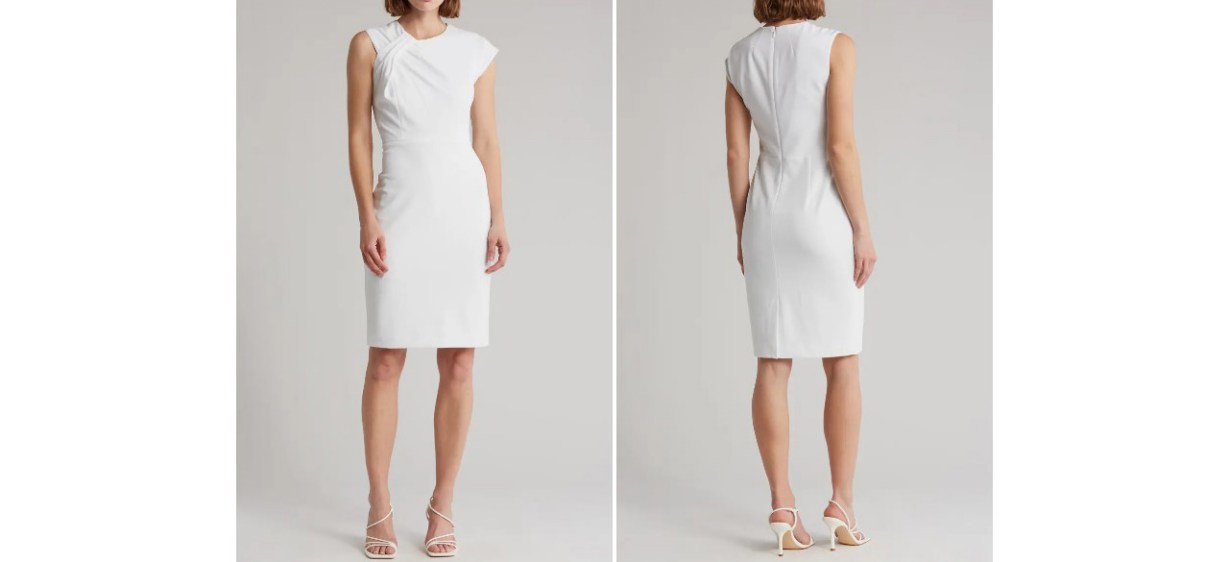 Calvin Klein Asymetric Knot Sheath Dress