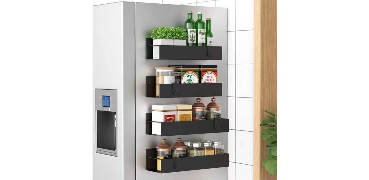 Huggiegems Metal 4 Pack Magnetic Spice Storage Rack Organizer