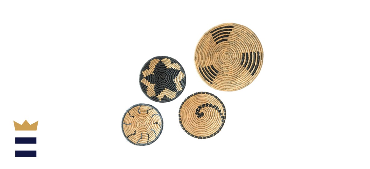 Artera Wicker Hanging Natural Woven Seagrass Flat Baskets