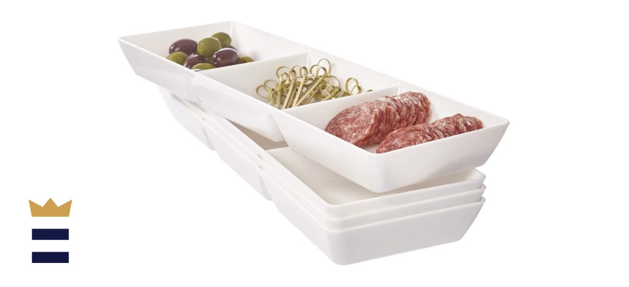 Avant 15 x 5 inch Plastic 3-Section Tray, Set of 4 White