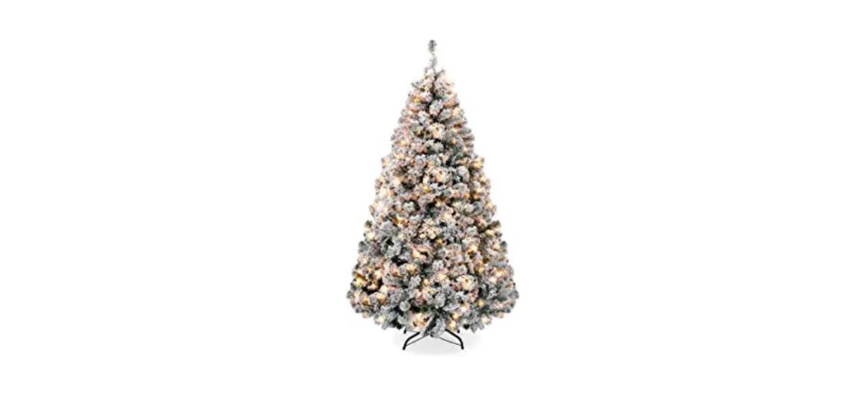 Best Best Choice Products Pre-Lit Flocked Christmas Tree