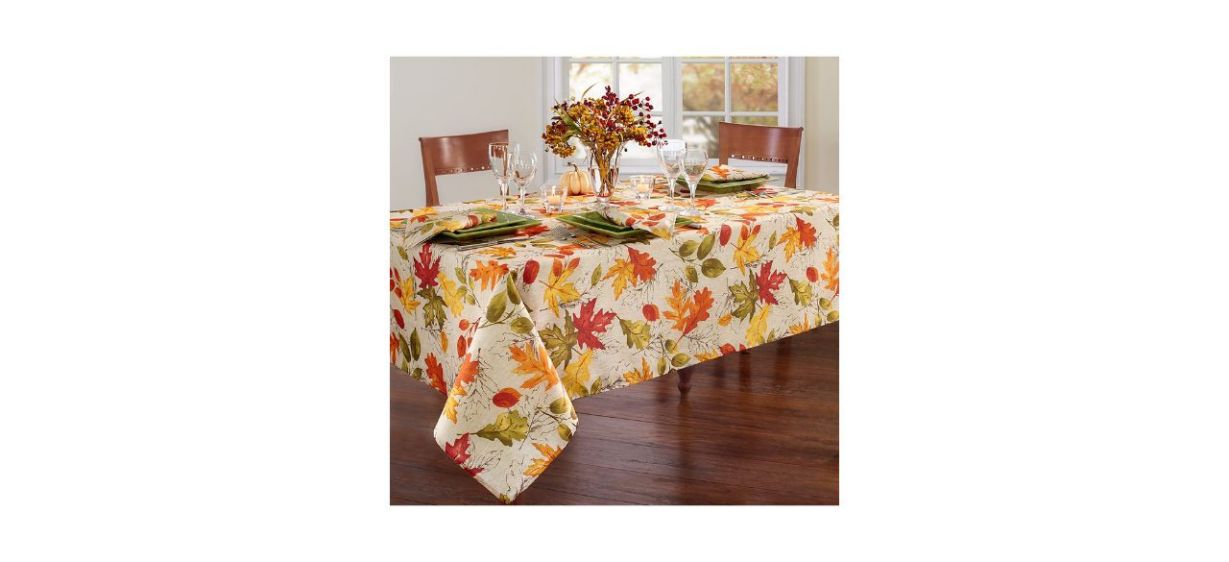 Best Elrene Home Fashions Autumn Leaves Tablecloth
