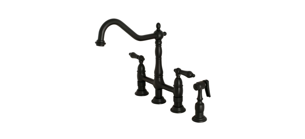 Best Kingston Brass Heritage Bridge Faucet with Side Spray