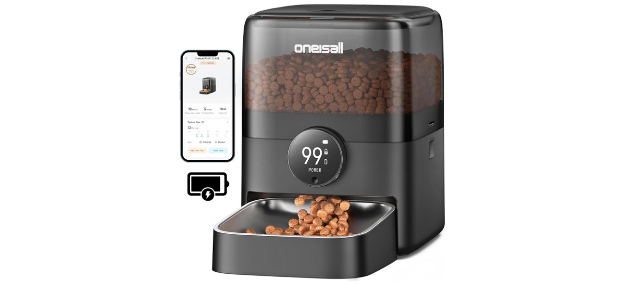 oneisall Cordless WiFi Automatic Cat Feeder