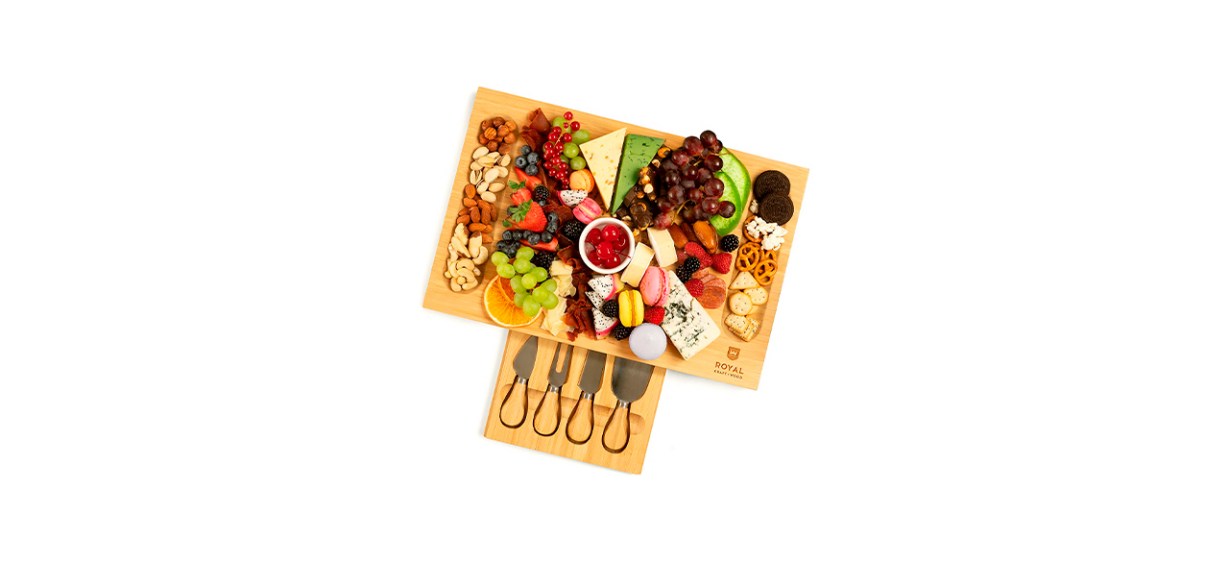 Best Royal Craft Wood Bamboo Cheese Board, Charcuterie Platter and Serving Tray