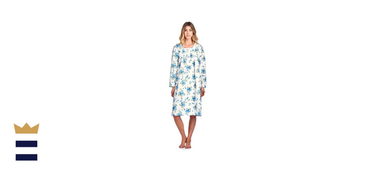 Casual Nights Women’s Flannel Floral Long-Sleeved Nightgown