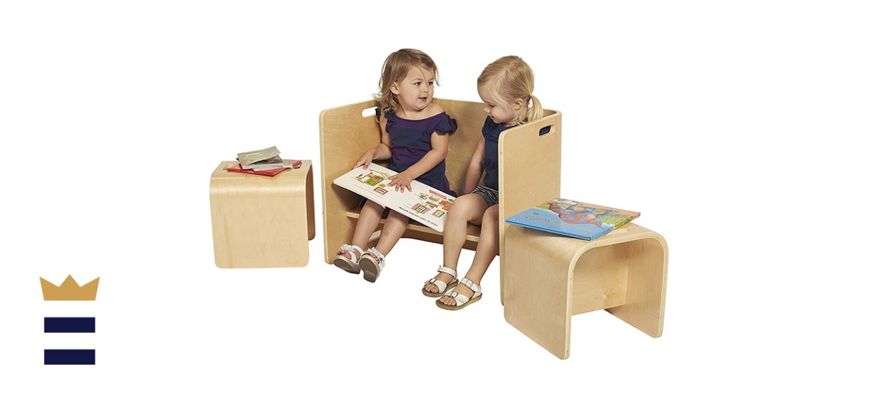 ECR4Kids Natural Bentwood Multipurpose 3 Piece Table and Chair Set