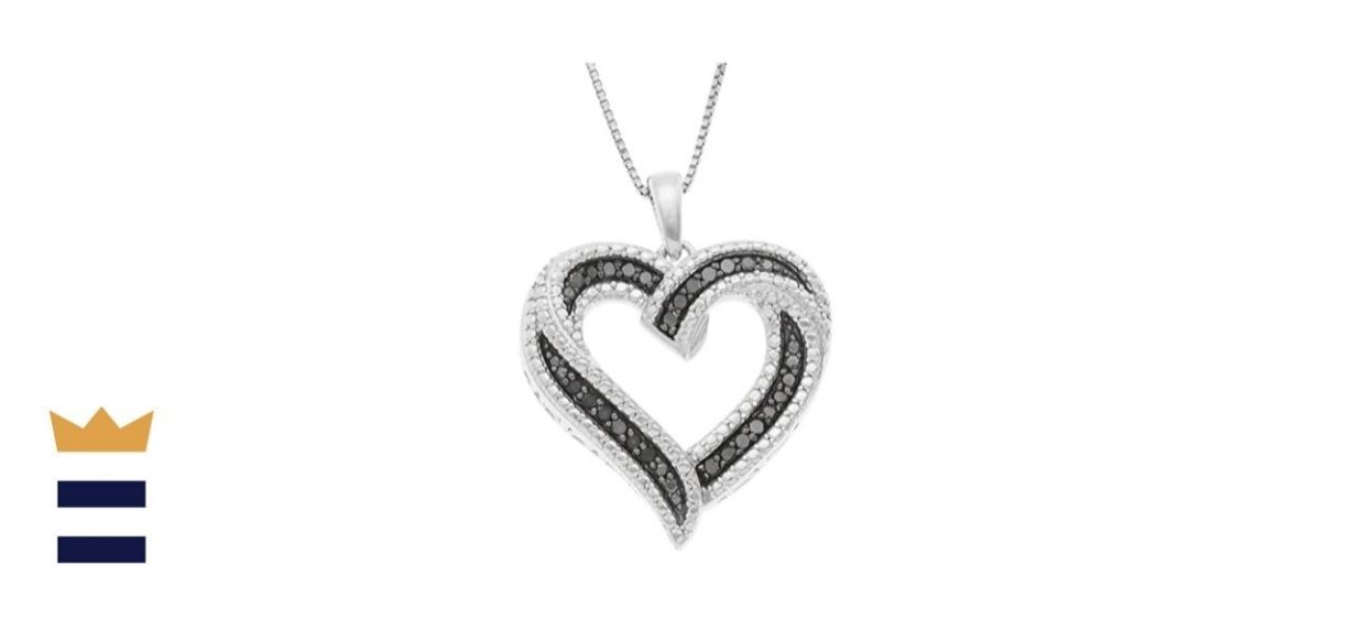 Gilded Sterling Silver Black Diamond Heart Pendant 