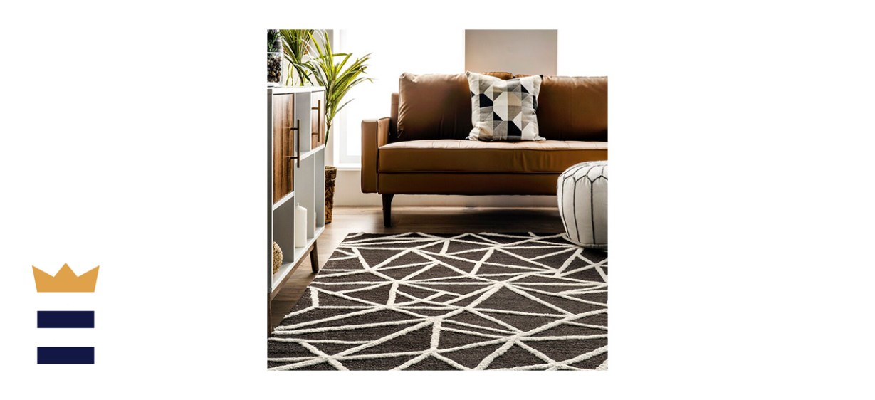 Haklang Geometric Handmade Handwoven Wool Black Area Rug