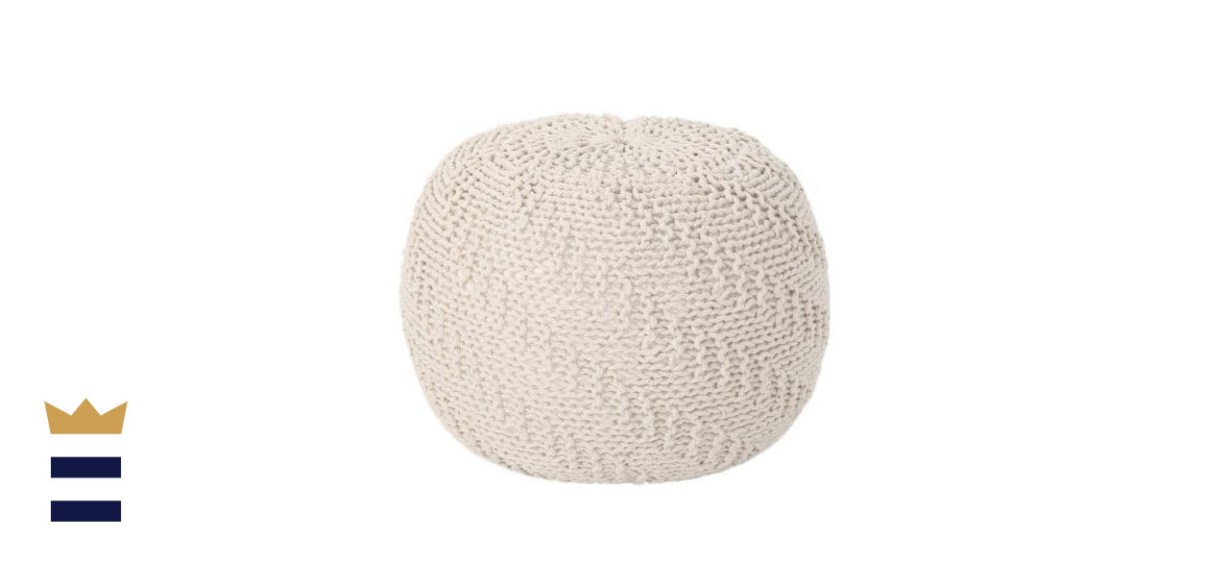 Nobel House Hershel Beige Knitted Cotton Pouf