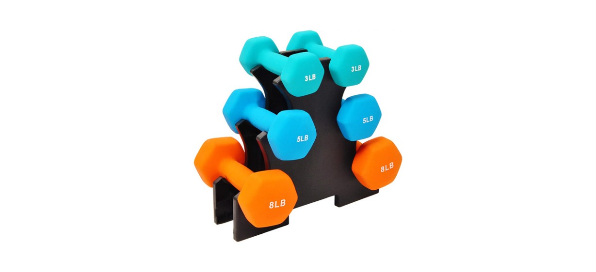 Sports-Fitness-Best BalanceFrom Colored Neoprene Coated Dumbbell Set with Stand