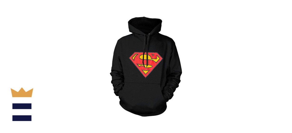 TeezYa Superman Hoodie DC Comics Classic Movie Logo Superhero Pullover Sweatshirt