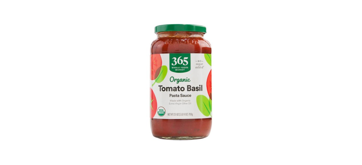 Tomato Basil Pasta Sauce on white background
