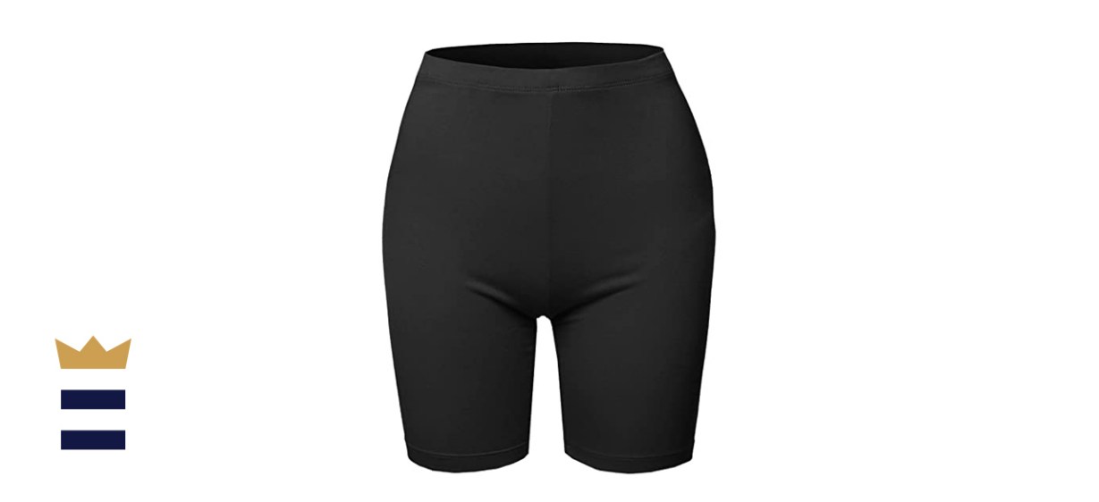 Women's Basic Solid Premium Cotton Mid Thigh High Rise Biker Bermuda Shorts