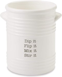 Mud Pie Ribbed White Ceramic Utensil Holder