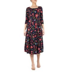 Nina Leonard Sylvia Print Midi Dress