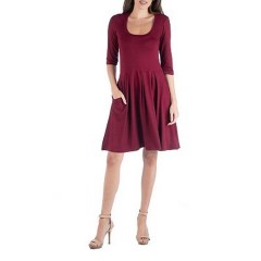 24Seven Three-Quarter Sleeve Fit and Flare Mini Dress