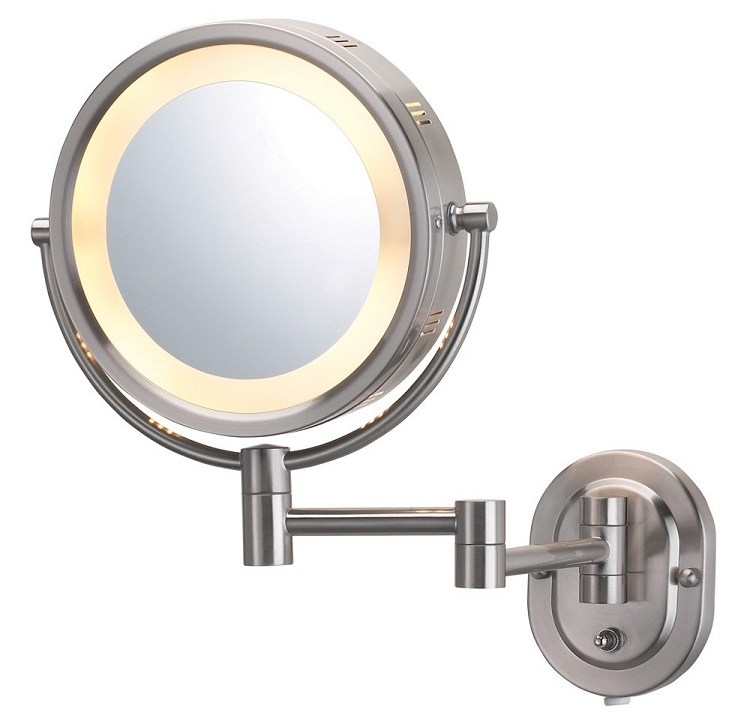 Jerdon Lighted Wall-Mount Makeup Mirror