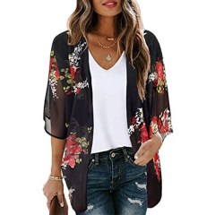 Chicgal Floral Print Puff Sleeve Cardigan