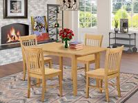 East West Furniture Oak 5-Piece Dinette Table Set