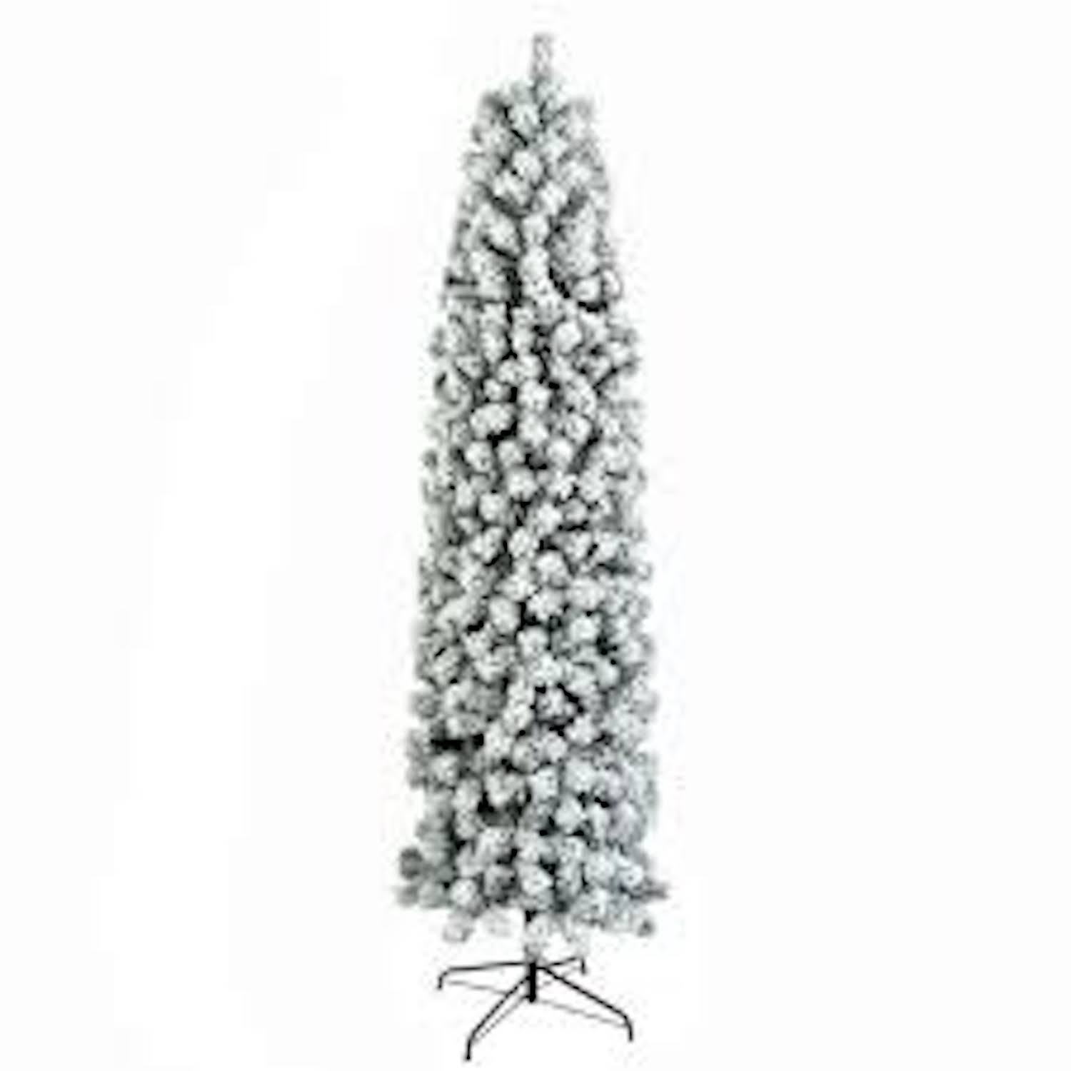 Costway Snow Flocked Artificial Pencil Christmas Tree