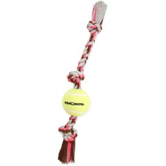 Mammoth Pet Products Three-Knot Rope Tug With Tennis Ball