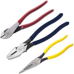 Klein Tools Tool Set with Lineman's Pliers, Diagonal Cutters, and Long Nose Pliers