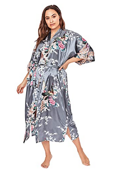 KIM+ONO Plus Size Satin Kimono Robe