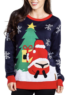 Tipsy Elves Cute Animal and Santa Claus Ugly Christmas Sweater for Women